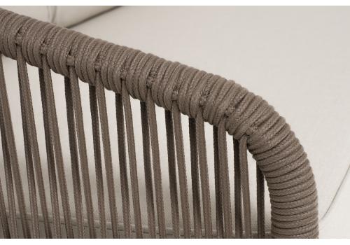  "Канны" правый модуль плетеный из роупа, каркас алюминий коричневый (RAL8016) муар, роуп коричневый круглый, ткань бежевая 15052, фото 5 