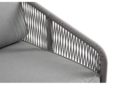  "Канны" левый модуль плетеный из роупа, каркас алюминий белый муар, роуп светло-серый круглый, ткань светло-серая, фото 4 