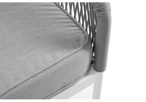  "Канны" левый модуль плетеный из роупа, каркас алюминий белый муар, роуп светло-серый круглый, ткань светло-серая, фото 5 