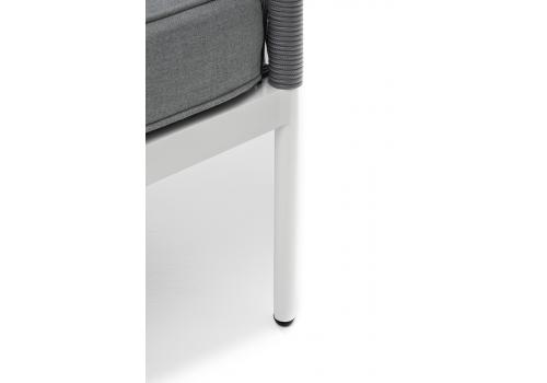  "Канны" левый модуль плетеный из роупа, каркас алюминий белый муар, роуп светло-серый круглый, ткань светло-серая, фото 6 