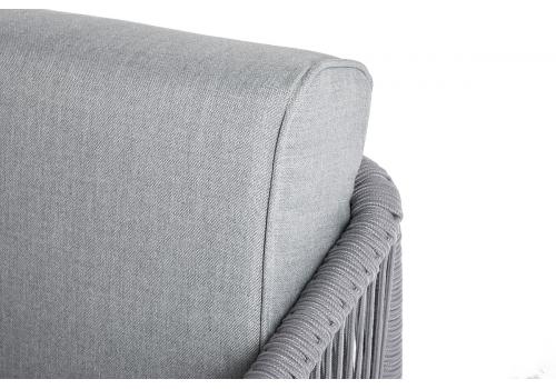  "Канны" левый модуль плетеный из роупа, каркас алюминий белый муар, роуп светло-серый круглый, ткань светло-серая, фото 7 