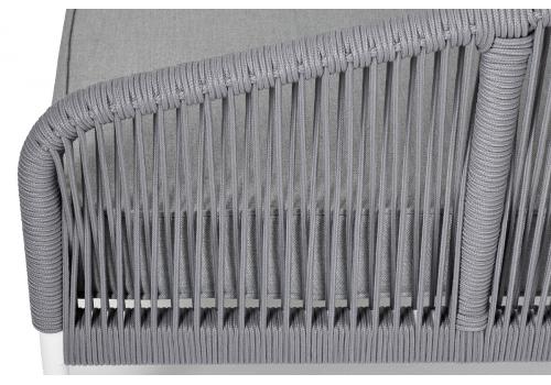  "Канны" левый модуль плетеный из роупа, каркас алюминий белый муар, роуп светло-серый круглый, ткань светло-серая, фото 8 