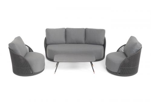  "Монтелла" лаунж-зона 5-местная плетеная из роупа (веревки), каркас алюминиевый темно-серый, роуп темно-серый, фото 3 