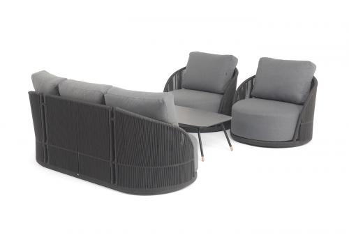 "Монтелла" лаунж-зона 5-местная плетеная из роупа (веревки), каркас алюминиевый темно-серый, роуп темно-серый, фото 5 