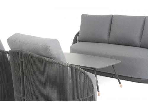  "Монтелла" лаунж-зона 5-местная плетеная из роупа (веревки), каркас алюминиевый темно-серый, роуп темно-серый, фото 6 