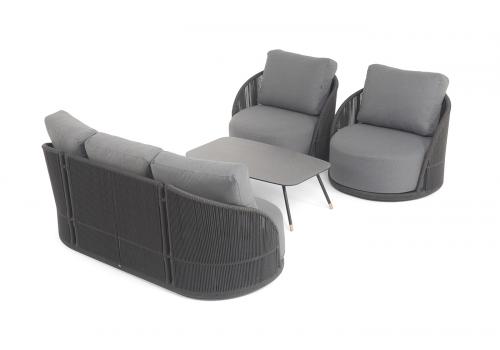  "Монтелла" лаунж-зона 5-местная плетеная из роупа (веревки), каркас алюминиевый темно-серый, роуп темно-серый, фото 7 