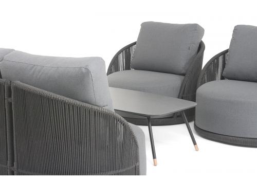  "Монтелла" лаунж-зона 5-местная плетеная из роупа (веревки), каркас алюминиевый темно-серый, роуп темно-серый, фото 8 