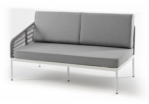  "Канны" правый модуль плетеный из роупа, каркас алюминий белый муар, роуп светло-серый круглый, ткань светло-серая, фото 1 