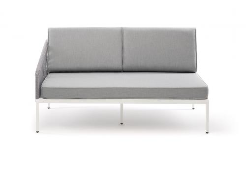  "Канны" правый модуль плетеный из роупа, каркас алюминий белый муар, роуп светло-серый круглый, ткань светло-серая, фото 2 