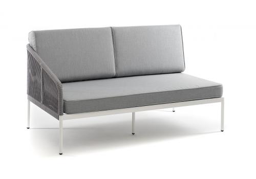  "Канны" правый модуль плетеный из роупа, каркас алюминий белый муар, роуп светло-серый круглый, ткань светло-серая, фото 3 