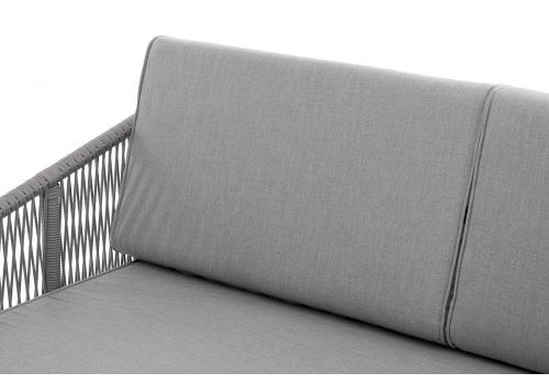  "Канны" правый модуль плетеный из роупа, каркас алюминий белый муар, роуп светло-серый круглый, ткань светло-серая, фото 4 