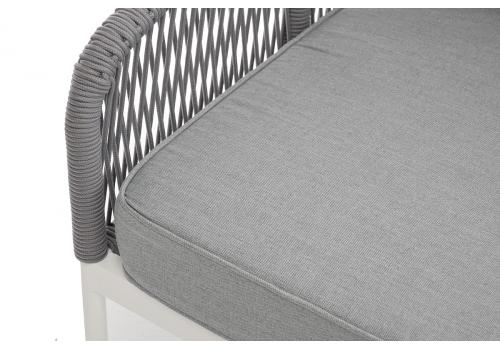  "Канны" правый модуль плетеный из роупа, каркас алюминий белый муар, роуп светло-серый круглый, ткань светло-серая, фото 5 