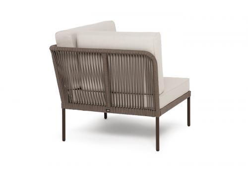  "Канны" угловой модуль плетеный из роупа, каркас алюминий коричневый (RAL8016) муар, роуп коричневый круглый, ткань бежевая 15052, фото 5 