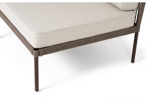  "Канны" угловой модуль плетеный из роупа, каркас алюминий коричневый (RAL8016) муар, роуп коричневый круглый, ткань бежевая 15052, фото 6 