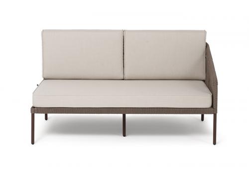  "Канны" левый модуль плетеный из роупа, каркас алюминий коричневый (RAL8016) муар, роуп коричневый круглый, ткань бежевая 15052, фото 2 