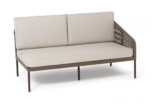  "Канны" левый модуль плетеный из роупа, каркас алюминий коричневый (RAL8016) муар, роуп коричневый круглый, ткань бежевая 15052, фото 3 