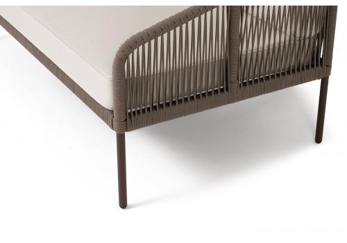  "Канны" левый модуль плетеный из роупа, каркас алюминий коричневый (RAL8016) муар, роуп коричневый круглый, ткань бежевая 15052, фото 4 