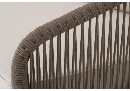  "Канны" левый модуль плетеный из роупа, каркас алюминий коричневый (RAL8016) муар, роуп коричневый круглый, ткань бежевая 15052, фото 5 