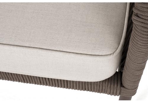  "Канны" левый модуль плетеный из роупа, каркас алюминий коричневый (RAL8016) муар, роуп коричневый круглый, ткань бежевая 15052, фото 6 