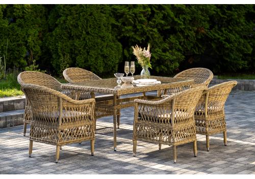  "Амароне" обеденная группа из искусственного ротанга на 6 персон, цвет соломенный, фото 2 