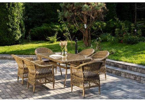  "Амароне" обеденная группа из искусственного ротанга на 6 персон, цвет соломенный, фото 3 
