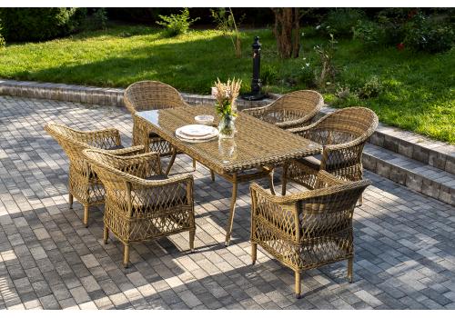  "Амароне" обеденная группа из искусственного ротанга на 6 персон, цвет соломенный, фото 4 