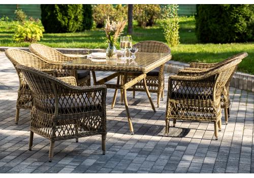  "Амароне" обеденная группа из искусственного ротанга на 6 персон, цвет соломенный, фото 5 