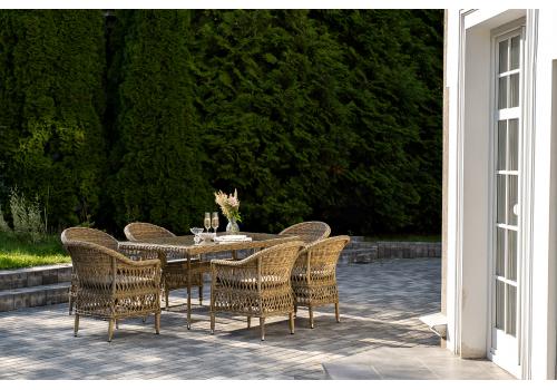  "Амароне" обеденная группа из искусственного ротанга на 6 персон, цвет соломенный, фото 6 