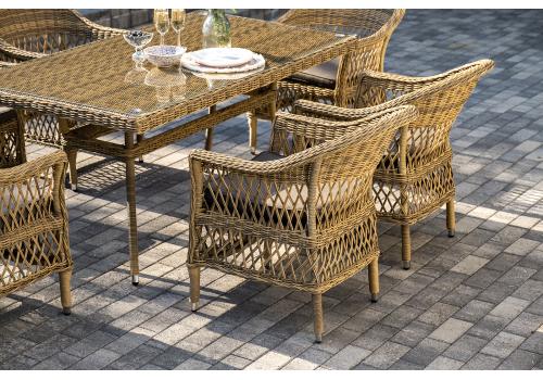  "Амароне" обеденная группа из искусственного ротанга на 6 персон, цвет соломенный, фото 8 