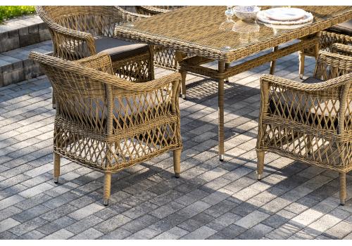  "Амароне" обеденная группа из искусственного ротанга на 6 персон, цвет соломенный, фото 9 