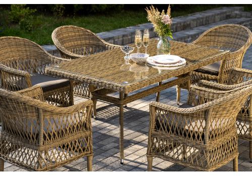  "Амароне" обеденная группа из искусственного ротанга на 6 персон, цвет соломенный, фото 11 