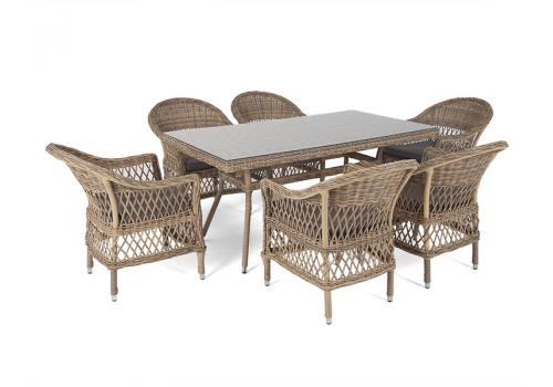  "Амароне" обеденная группа из искусственного ротанга на 6 персон, цвет соломенный, фото 14 