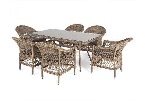  "Амароне" обеденная группа из искусственного ротанга на 6 персон, цвет соломенный, фото 16 