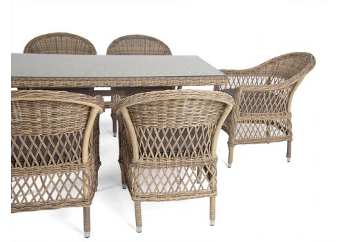  "Амароне" обеденная группа из искусственного ротанга на 6 персон, цвет соломенный, фото 18 