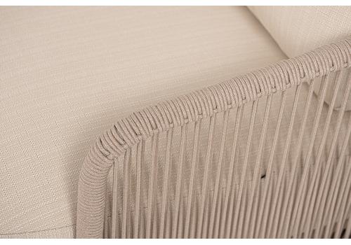  "Альбано" диван 3-местный плетеный из роупа, каркас алюминий светло-серый (RAL7035) муар, роуп бежевый круглый, ткань Mossle светло-бежевая, фото 2 