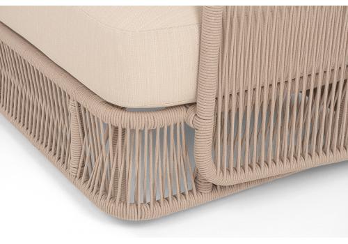  "Альбано" диван 3-местный плетеный из роупа, каркас алюминий светло-серый (RAL7035) муар, роуп бежевый круглый, ткань Mossle светло-бежевая, фото 3 