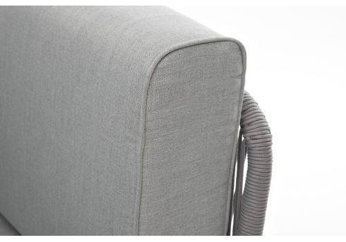  "Канны" угловой модуль плетеный из роупа, каркас алюминий белый муар, роуп светло-серый круглый, ткань светло-серая, фото 4 