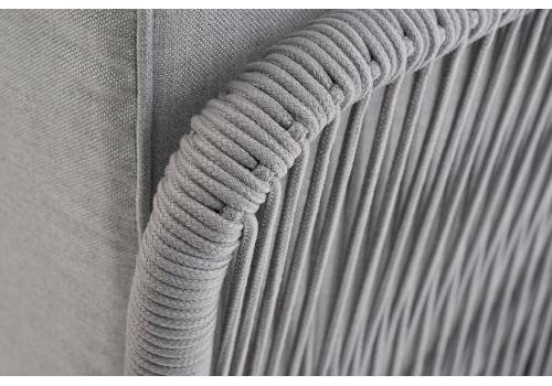  "Канны" угловой модуль плетеный из роупа, каркас алюминий белый муар, роуп светло-серый круглый, ткань светло-серая, фото 5 