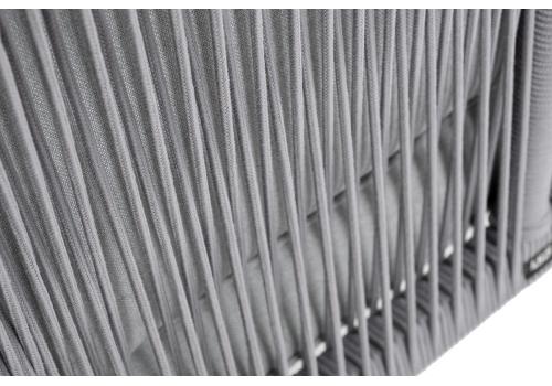  "Канны" угловой модуль плетеный из роупа, каркас алюминий белый муар, роуп светло-серый круглый, ткань светло-серая, фото 6 