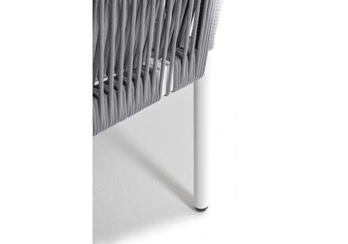  "Канны" угловой модуль плетеный из роупа, каркас алюминий белый муар, роуп светло-серый круглый, ткань светло-серая, фото 7 