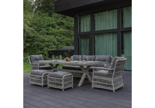  Обеденный комплект ALBERT в сером цвете из искусственного ротанга, фото 1 