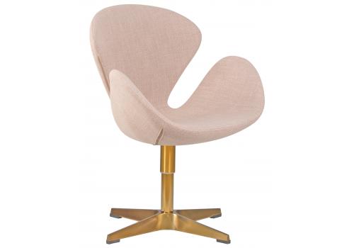  Кресло дизайнерское DOBRIN SWAN, бежевая ткань IF1, золотое основание, фото 1 