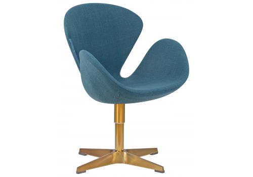  Кресло дизайнерское DOBRIN SWAN, синяя ткань IF6, золотое основание, фото 1 