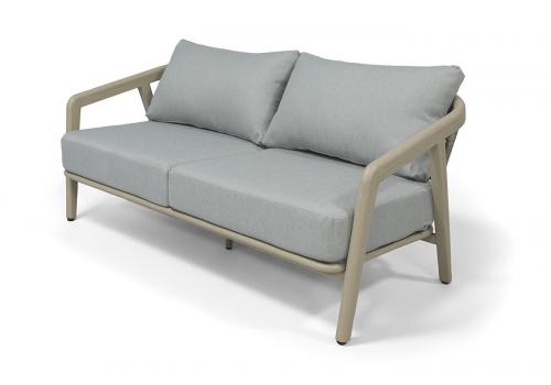  "Брюссель" диван двухместный из искусственного ротанга, цвет серый, каркас под дерево (холодно-бежевый), фото 1 