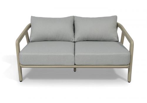  "Брюссель" диван двухместный из искусственного ротанга, цвет серый, каркас под дерево (холодно-бежевый), фото 2 