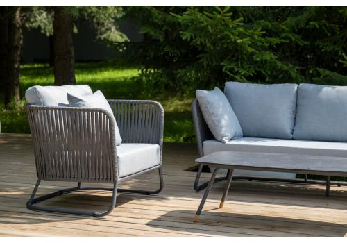  "Багамы" лаунж-зона 5-местная плетеная из роупа (веревки), каркас алюминиевый темно-серый, роуп серый, фото 6 