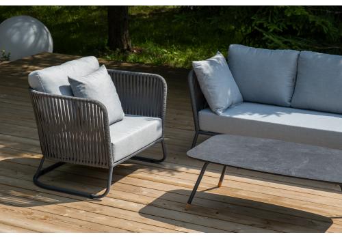  "Багамы" лаунж-зона 5-местная плетеная из роупа (веревки), каркас алюминиевый темно-серый, роуп серый, фото 7 