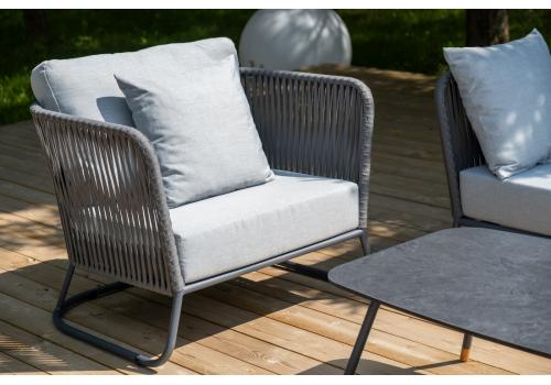  "Багамы" лаунж-зона 5-местная плетеная из роупа (веревки), каркас алюминиевый темно-серый, роуп серый, фото 8 