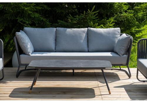  "Багамы" лаунж-зона 5-местная плетеная из роупа (веревки), каркас алюминиевый темно-серый, роуп серый, фото 9 