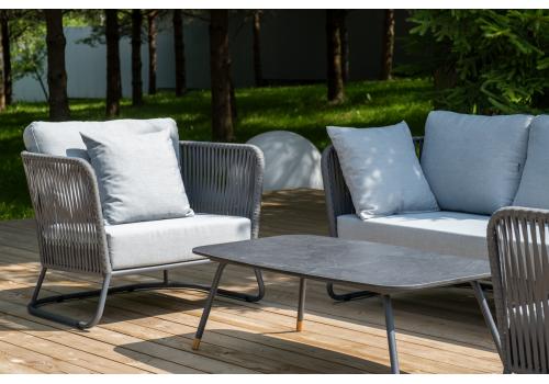  "Багамы" лаунж-зона 5-местная плетеная из роупа (веревки), каркас алюминиевый темно-серый, роуп серый, фото 10 